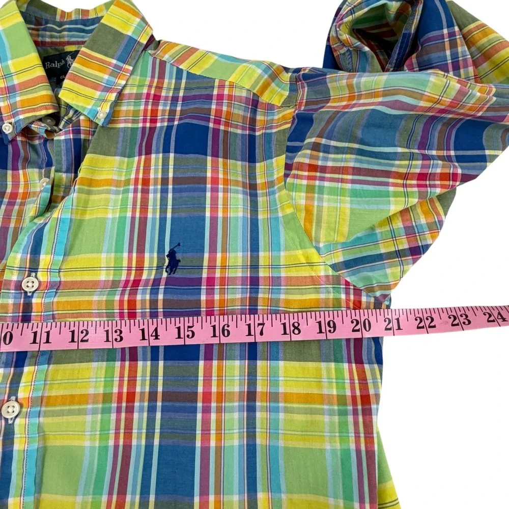 Ralph Lauren Mens Classic Fit Multicolor‎ Plaid Cotton Button Down Shirt Small